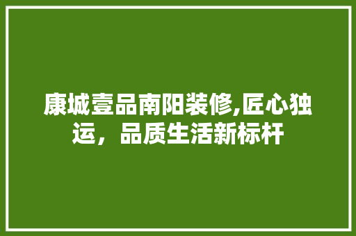 康城壹品南阳装修,匠心独运，品质生活新标杆 室内设计