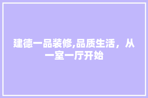 建德一品装修,品质生活，从一室一厅开始 家居装修
