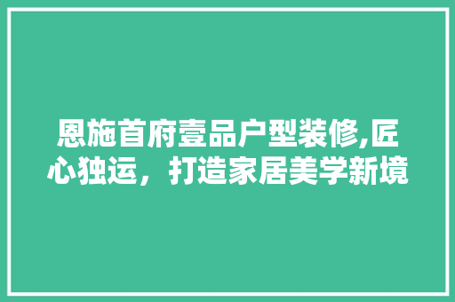 恩施首府壹品户型装修,匠心独运，打造家居美学新境界