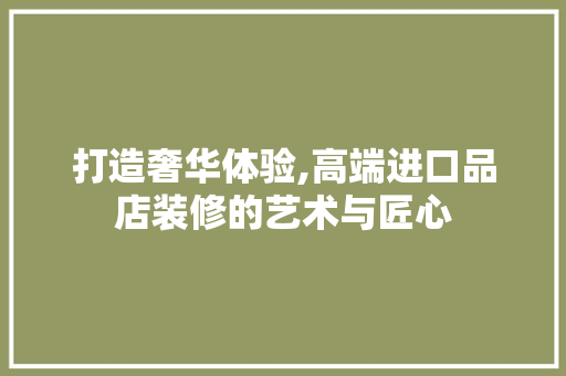 打造奢华体验,高端进口品店装修的艺术与匠心 软装设计