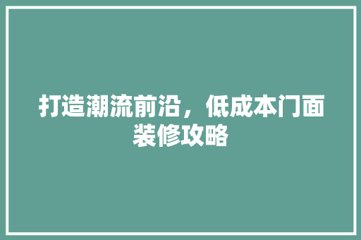 打造潮流前沿，低成本门面装修攻略 现代风格装饰