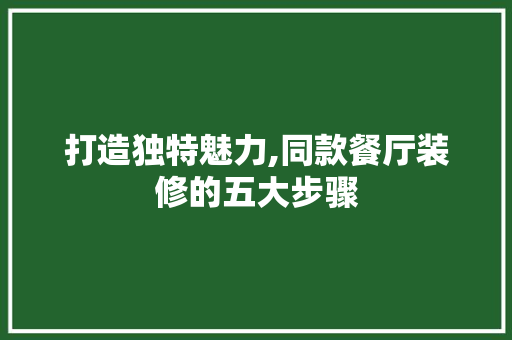 打造独特魅力,同款餐厅装修的五大步骤