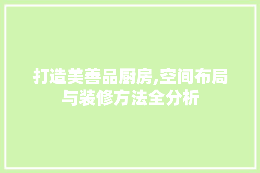 打造美善品厨房,空间布局与装修方法全分析 软装设计