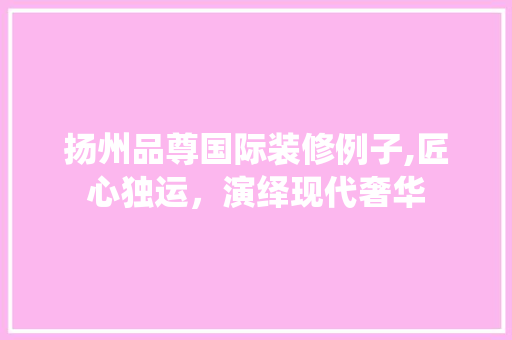 扬州品尊国际装修例子,匠心独运，演绎现代奢华 中式风格装饰