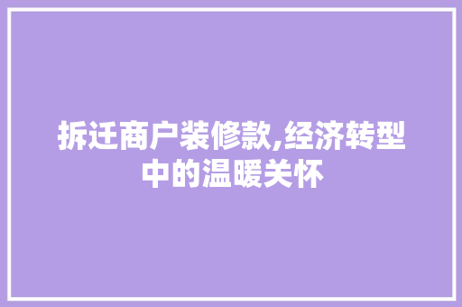 拆迁商户装修款,经济转型中的温暖关怀