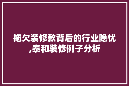 拖欠装修款背后的行业隐忧,泰和装修例子分析 客厅装修