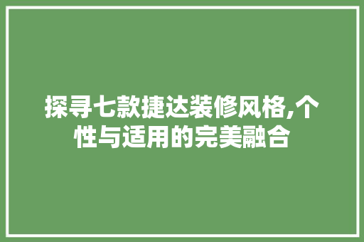 探寻七款捷达装修风格,个性与适用的完美融合
