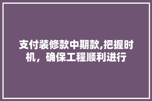 支付装修款中期款,把握时机，确保工程顺利进行