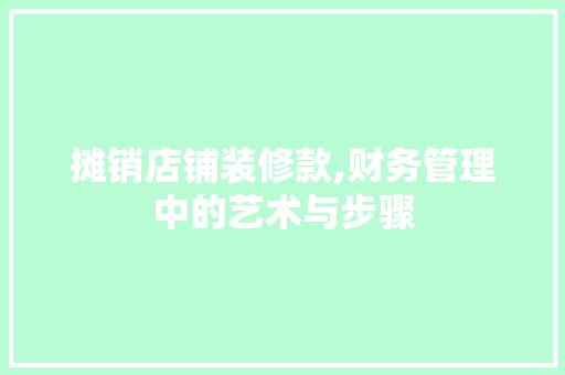 摊销店铺装修款,财务管理中的艺术与步骤 卧室装修