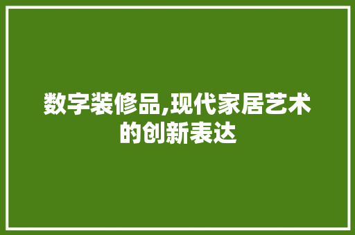 数字装修品,现代家居艺术的创新表达 家居装修