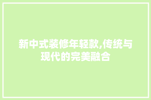 新中式装修年轻款,传统与现代的完美融合 软装设计
