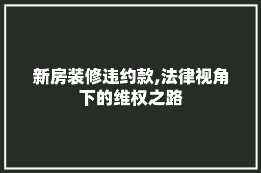 新房装修违约款,法律视角下的维权之路 木雕艺术