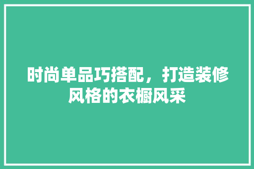 时尚单品巧搭配，打造装修风格的衣橱风采 现代风格装饰