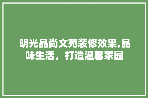 明光品尚文苑装修效果,品味生活，打造温馨家园