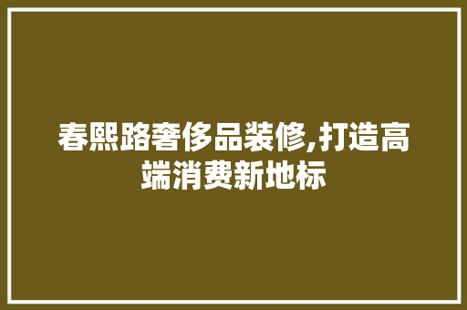 春熙路奢侈品装修,打造高端消费新地标 现代风格装饰