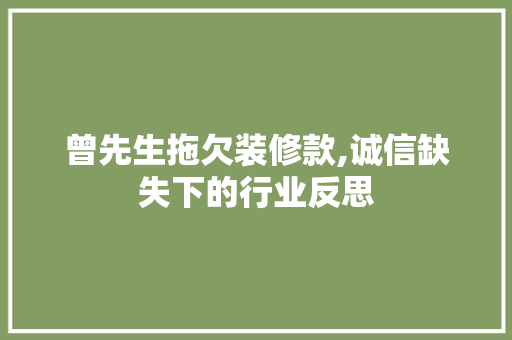 曾先生拖欠装修款,诚信缺失下的行业反思 地板材料