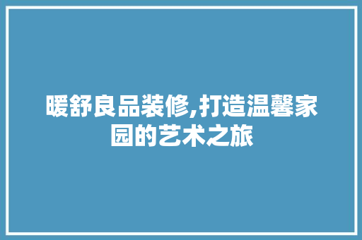 暖舒良品装修,打造温馨家园的艺术之旅 现代风格装饰