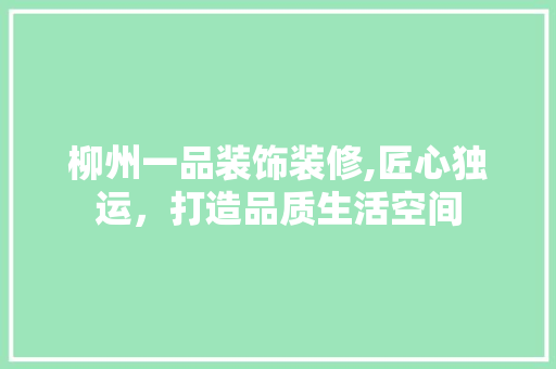 柳州一品装饰装修,匠心独运，打造品质生活空间 现代风格装饰