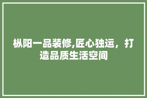 枞阳一品装修,匠心独运，打造品质生活空间 软装设计