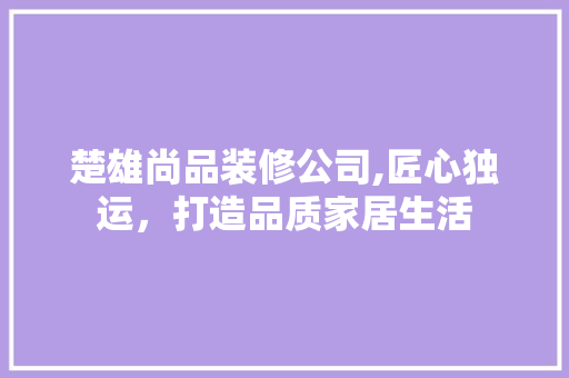 楚雄尚品装修公司,匠心独运，打造品质家居生活