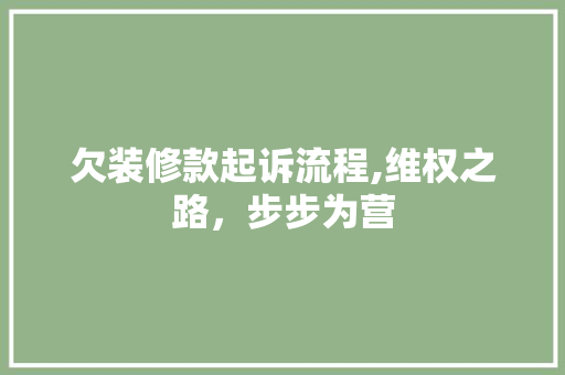 欠装修款起诉流程,维权之路，步步为营 木雕艺术