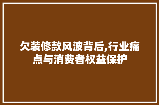 欠装修款风波背后,行业痛点与消费者权益保护 现代风格装饰