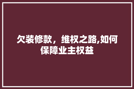 欠装修款，维权之路,如何保障业主权益 木雕艺术