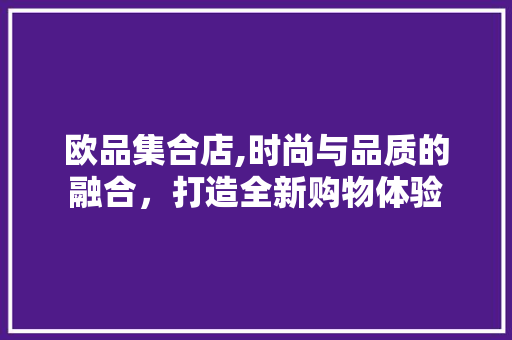 欧品集合店,时尚与品质的融合，打造全新购物体验