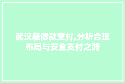 武汉装修款支付,分析合理布局与安全支付之路 木雕艺术