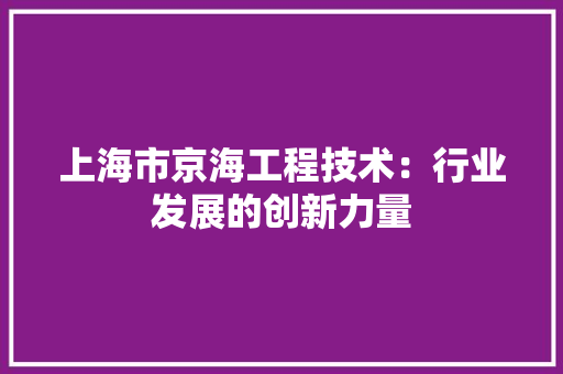 上海市京海工程技术：行业发展的创新力量 软装设计