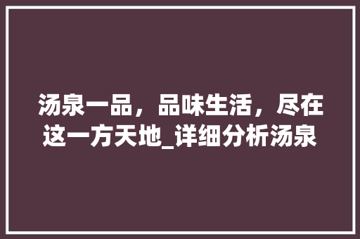 汤泉一品，品味生活，尽在这一方天地_详细分析汤泉一品房子装修之路