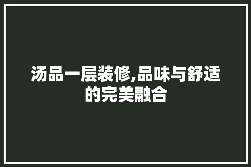 汤品一层装修,品味与舒适的完美融合 客厅装修