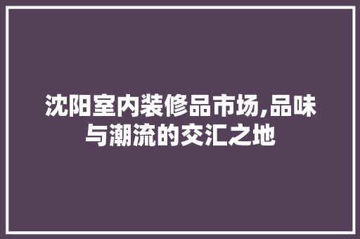 沈阳室内装修品市场,品味与潮流的交汇之地 现代风格装饰