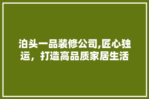 泊头一品装修公司,匠心独运，打造高品质家居生活