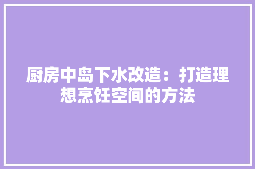 厨房中岛下水改造：打造理想烹饪空间的方法