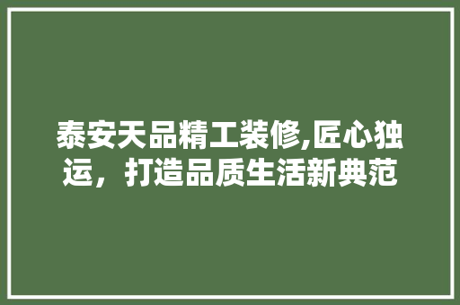 泰安天品精工装修,匠心独运，打造品质生活新典范 地板材料