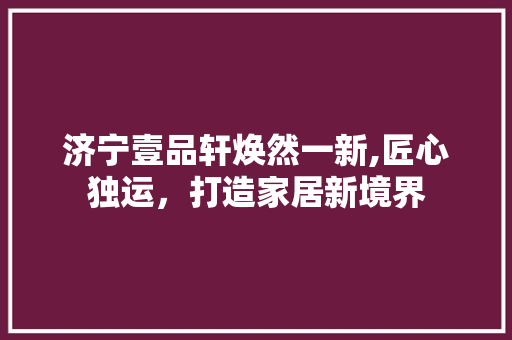 济宁壹品轩焕然一新,匠心独运，打造家居新境界 软装设计