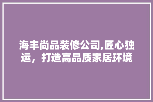 海丰尚品装修公司,匠心独运，打造高品质家居环境