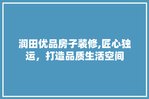 润田优品房子装修,匠心独运，打造品质生活空间 家居装修