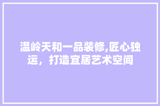 温岭天和一品装修,匠心独运，打造宜居艺术空间
