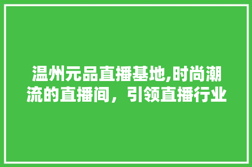 温州元品直播基地,时尚潮流的直播间，引领直播行业新风尚