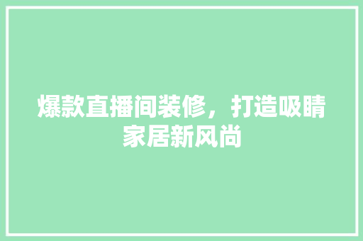 爆款直播间装修，打造吸睛家居新风尚 室内设计