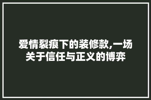 爱情裂痕下的装修款,一场关于信任与正义的博弈