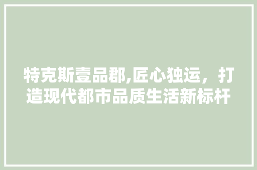 特克斯壹品郡,匠心独运，打造现代都市品质生活新标杆 室内设计