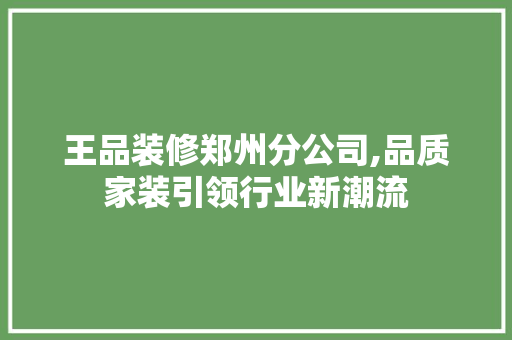 王品装修郑州分公司,品质家装引领行业新潮流 室内设计