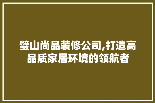 璧山尚品装修公司,打造高品质家居环境的领航者