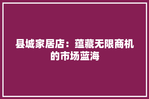 县城家居店：蕴藏无限商机的市场蓝海