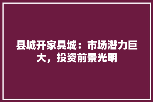 县城开家具城：市场潜力巨大，投资前景光明