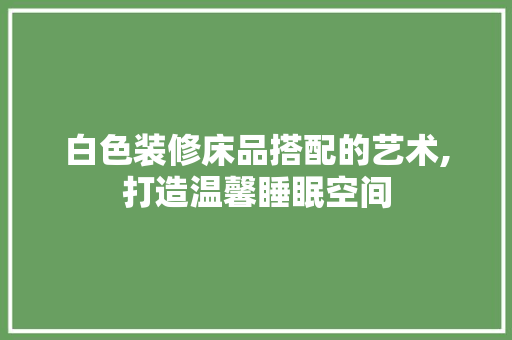 白色装修床品搭配的艺术,打造温馨睡眠空间 中式风格装饰