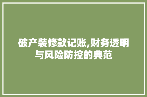 破产装修款记账,财务透明与风险防控的典范 家居装修